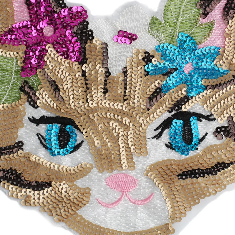 GUGUTREE embroidery Sequins big cats patches animal badges applique for clothing JW-57 | Дом и сад