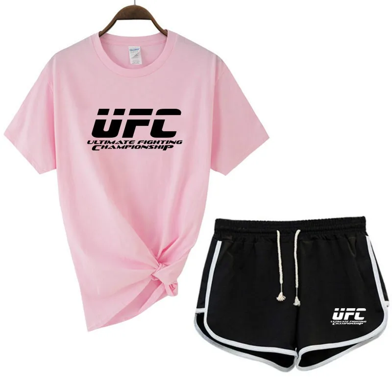 

2021 Summer Women's T-shirt Ladies Short Sleeve Top + Shorts 2-piece Set Women's Printed Cotton T-shirt Set Girls Sports Set