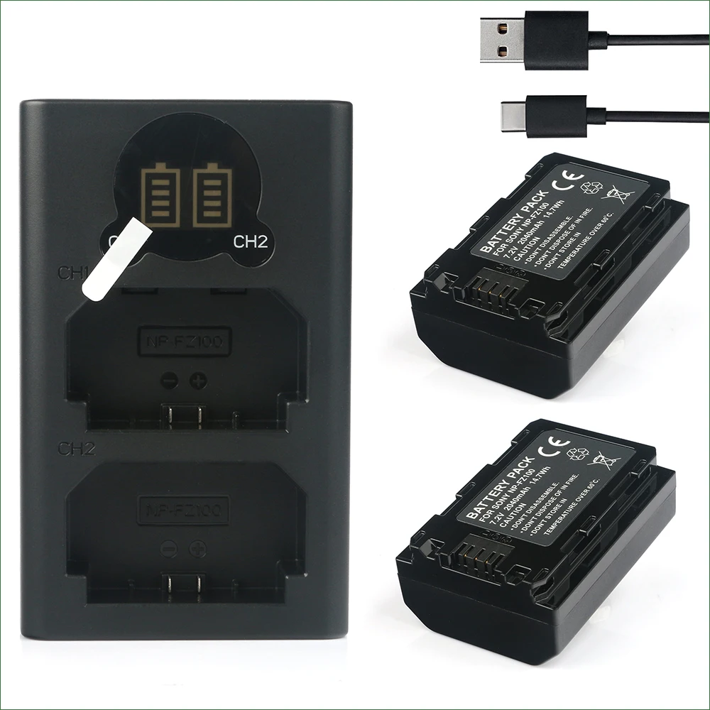 NP FZ100 NPFZ100 аккумулятор + двойное зарядное устройство USB для Sony Alpha A9 ILCE 9 A9R A9S A7 III 7M3 A7R