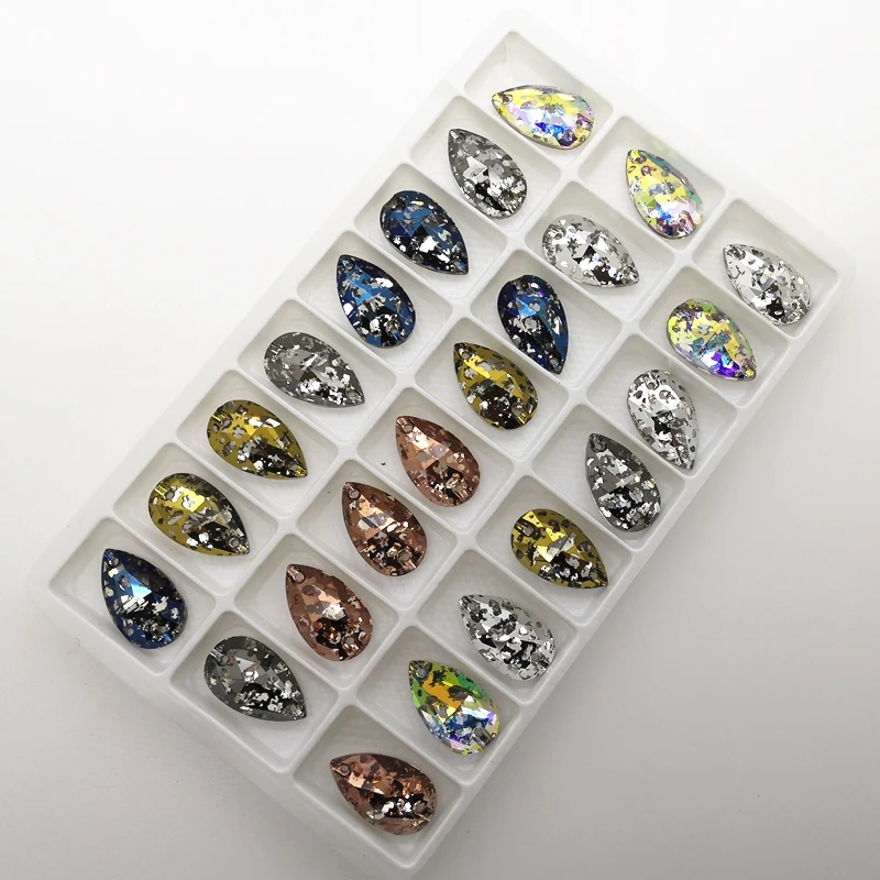 mix colors patina TopStone цвет Кристалл патина 11X18 мм K9 стекло каплевидный пришивной камень Flatback Doplet швейные стразы - Цвет: mix colors patina