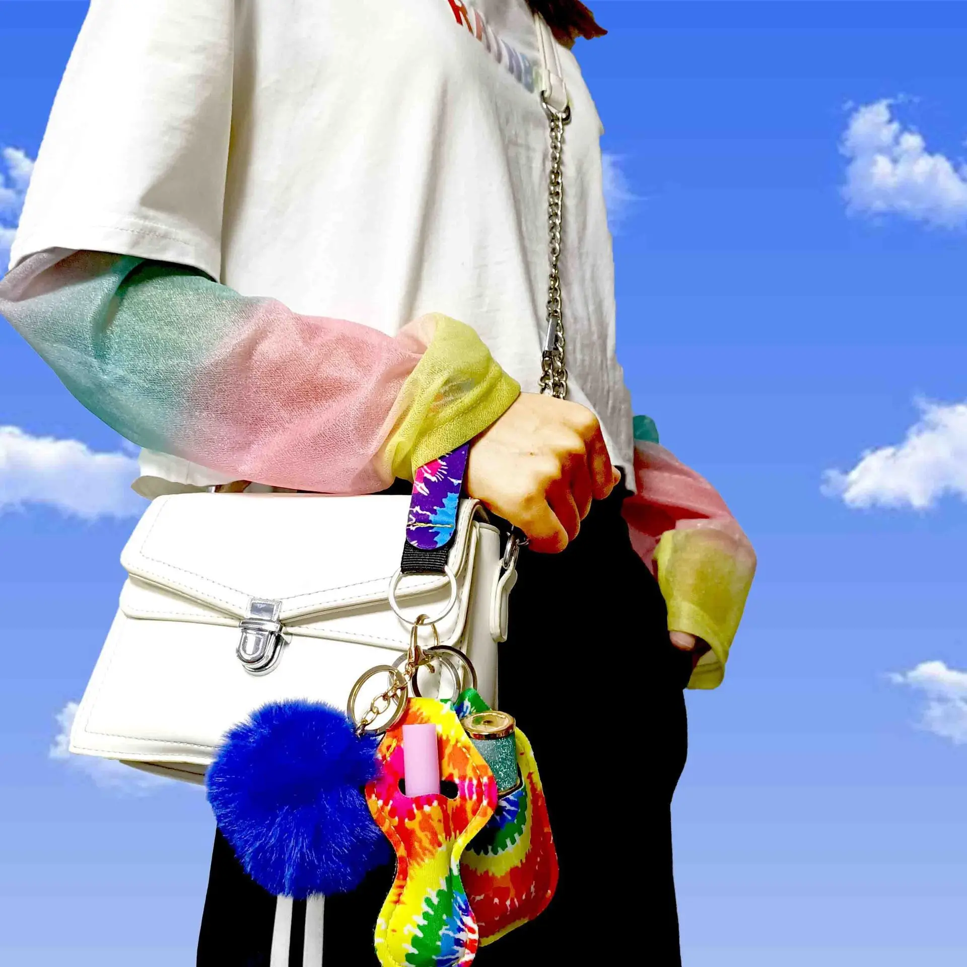 

Alarm Personal Keychain Set Autodefensa Security Alarm Hand Sanitizer Set Lipstick Set Zelfverdediging Key chain