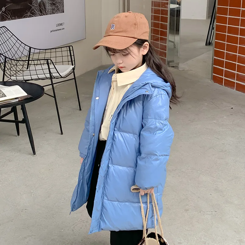 Детский пуховик 2021 детское длинное теплое пальто на утином пуху ветрозащитная