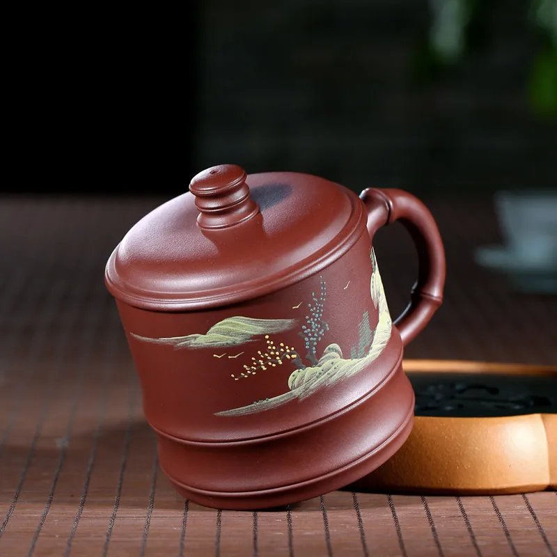 

Not as well joy pot yixing pure hand carved painting cover cup tea kungfu tea cups purple clay comely cup