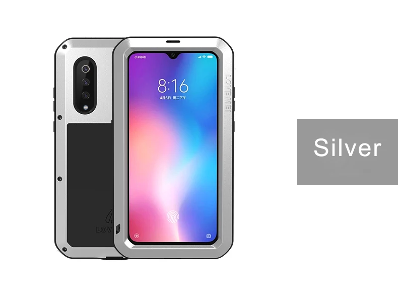 Sliver Защитный Алюминиевый металлический чехол для Xiaomi Mi 9 8, сверхпрочный защитный противоударный чехол из закаленного стекла для Xiaomi Mi 9 8 Max 2 3 - Цвет: Sliver