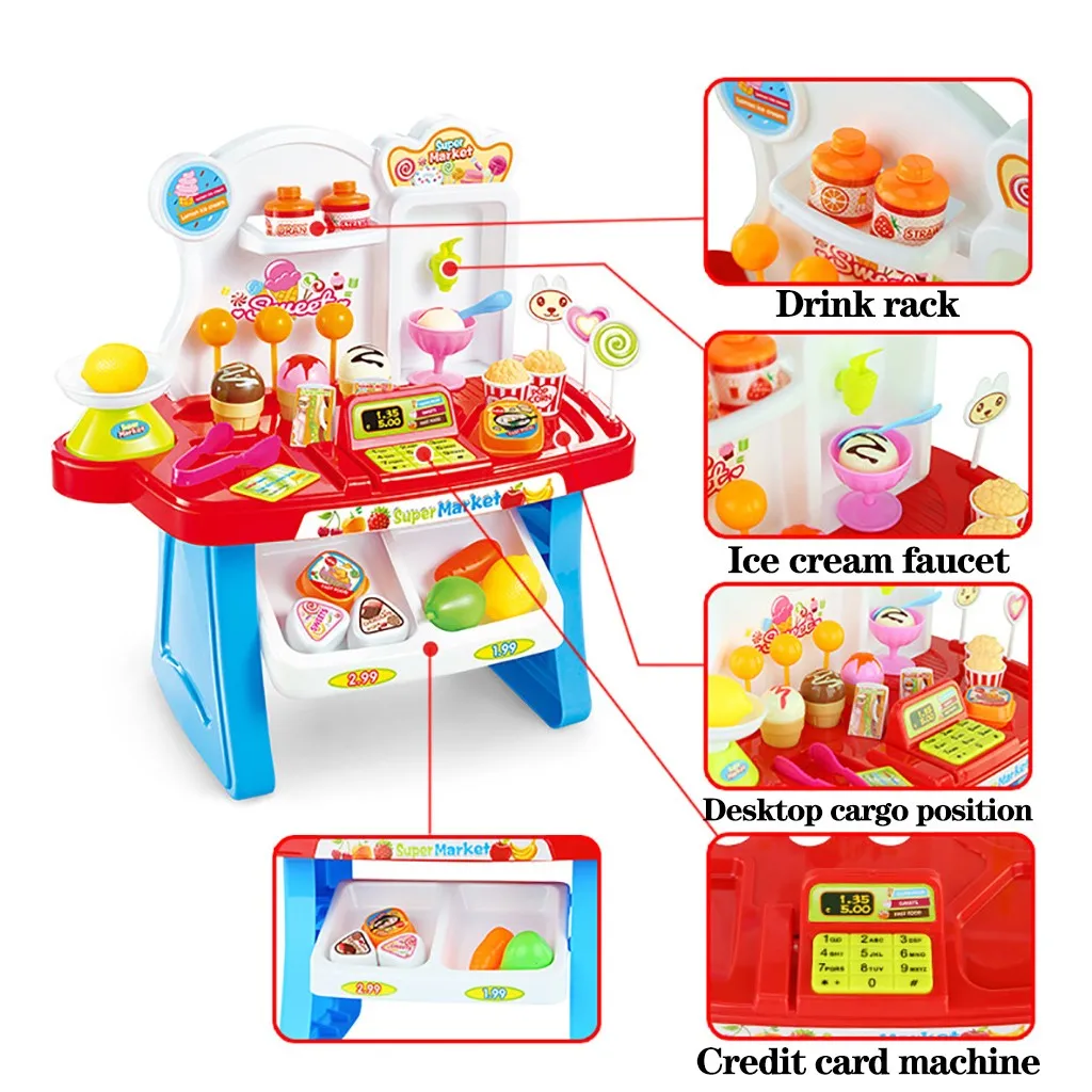 

Simulated Kids Pretend Toys Analog Cash R egister Shopping Cashier Role Playing Game Set Electronic Toys for Children Gifts 2020