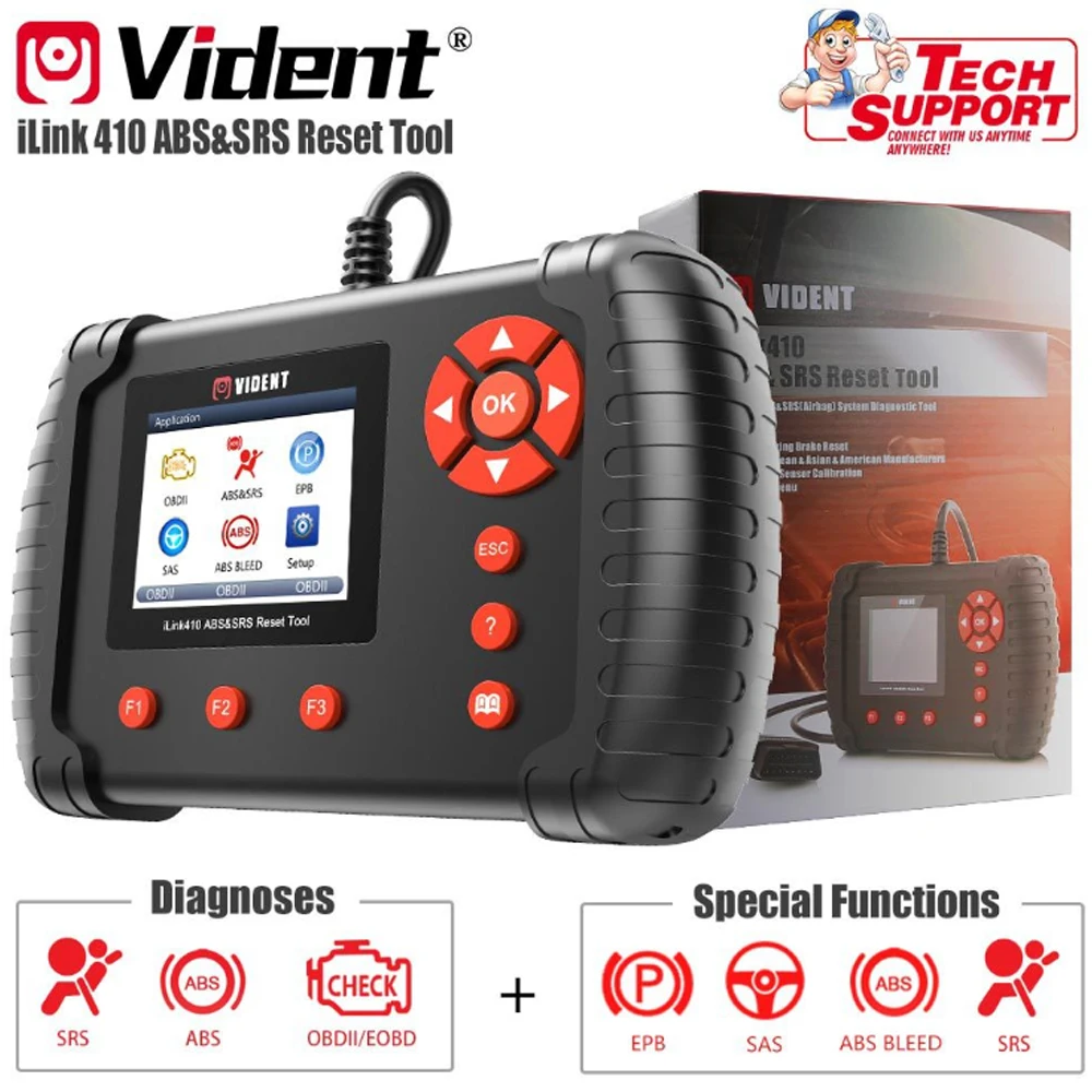 Vident iLink410 ABS & SRS SAS инструмент сброса диагностический OBDII сканирования Поддержка EPB