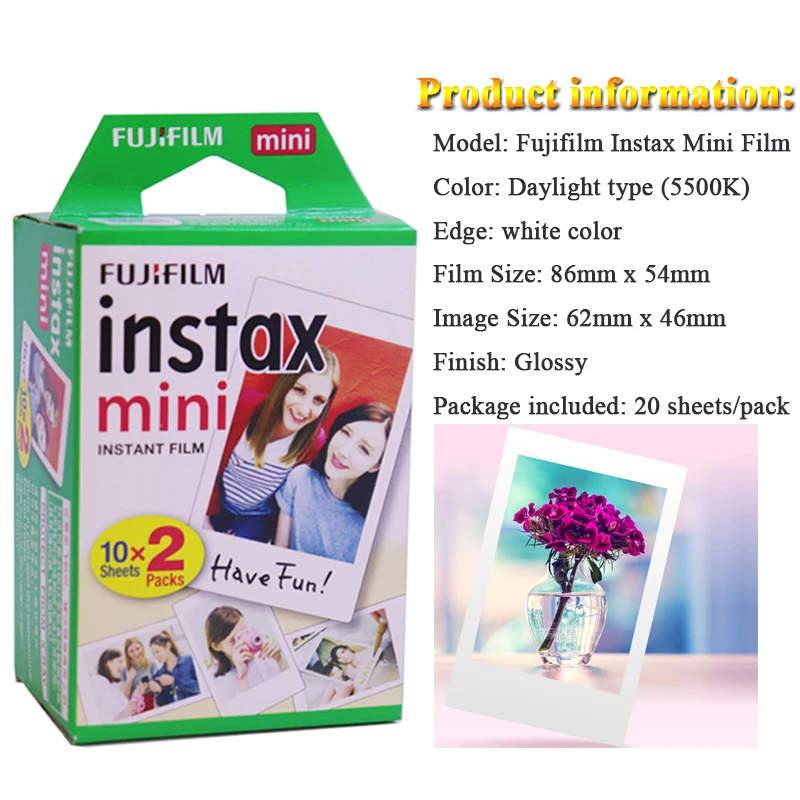 100 hojas para fujifilm instax mini 9 8 peliculas borde blanco instant 7s 25 50s 90 cаmara Sp 2 papel|Фотобумага| |