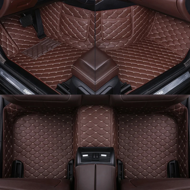 

Leather Custom car floor mat for peugeot 3008 GT 4007 4008 407 SW 408 508 SW 607 rcz carpet Phone pocket RHD LHD
