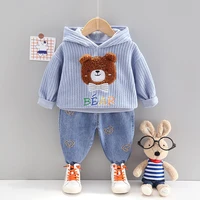 baby boys girls clothing sets 2022 spring kids sportswear child casual clothes outfit infant cartoon bear hooded t shirt jeans