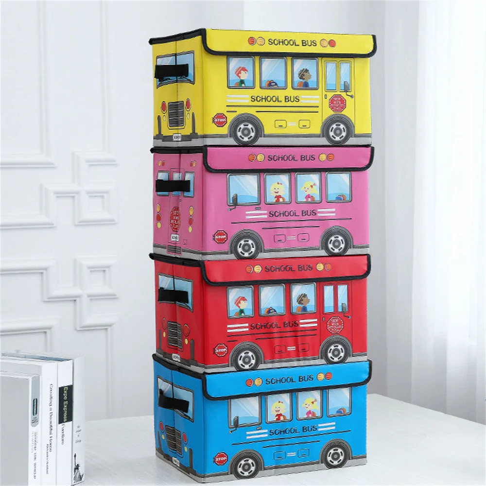 

Cube Folding Storage Boxes Kids Toys Organizer Baby Laundry Basket Cute Foldable Cartoon Toy Storage For Nursery Toy Bins