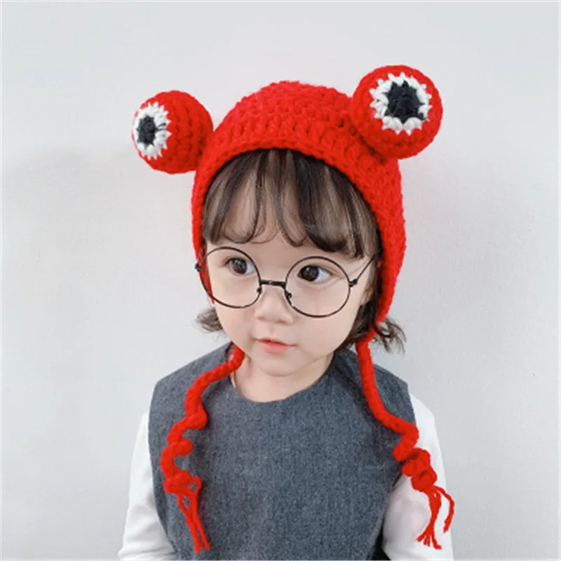 Вязаная шапка с ушками в виде Глаз лягушки для малышей реквизит фотосессии
