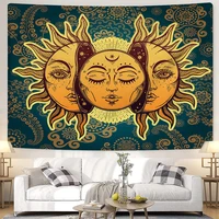 white and black colorful sun moon mandala tapestry wall hanging boho celestial wall tapestry hippie wall carpets home decoration