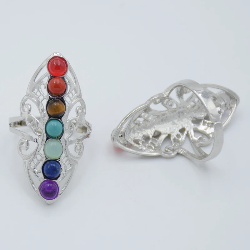 Мода 7 Чакра каменные бусины кольца на палец рейки баланс медитация исцеление