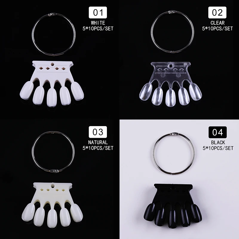 10 шт Поддельные кончики для нейл-арта круглой формы цветные карточки практики