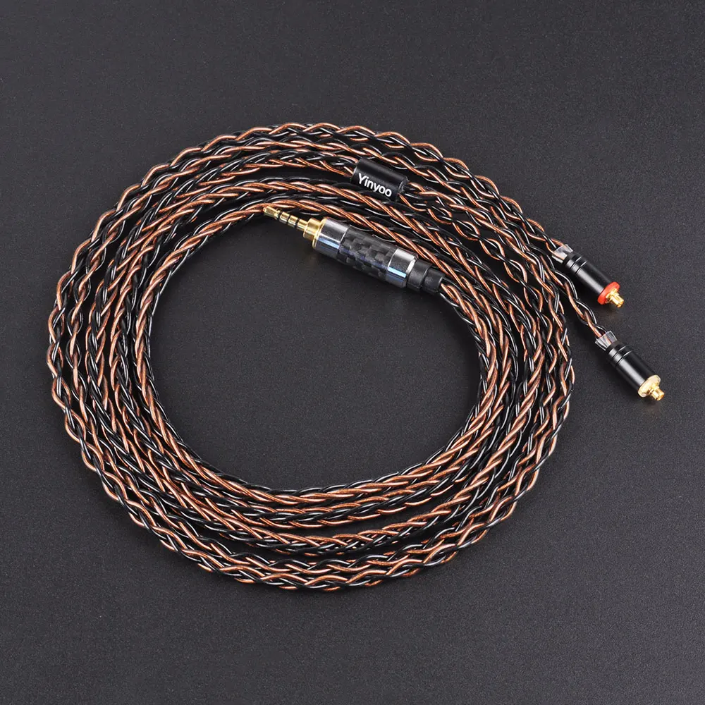 Yinyoo 3,5/4,4/2,5 мм сбалансированный MMCX для Shure SE215 se535 se846 2Pin 8 ядер посеребренный кабель для наушников для ZS10 AS10 ZSN для TRN