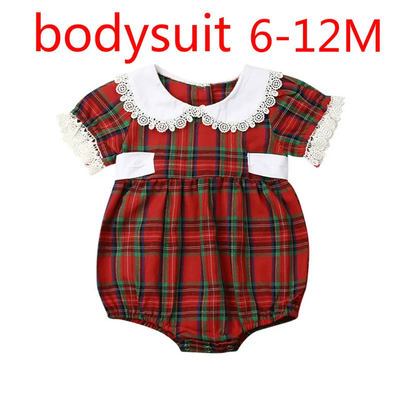 Bodysuit 6 to 12M Одинаковая Рождественская одежда для больших и маленьких сестер детские красные ползунки в клеточку для маленьких девочек Рождественская одежда принцессы для девочек От 0 до 6 лет - Цвет: Bodysuit 6 to 12M