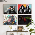Картина на холсте с изображением милой обезьяны в граффити, цветной печатный плакат и принты, картины на стену, картины для гостиной, домашние украшения