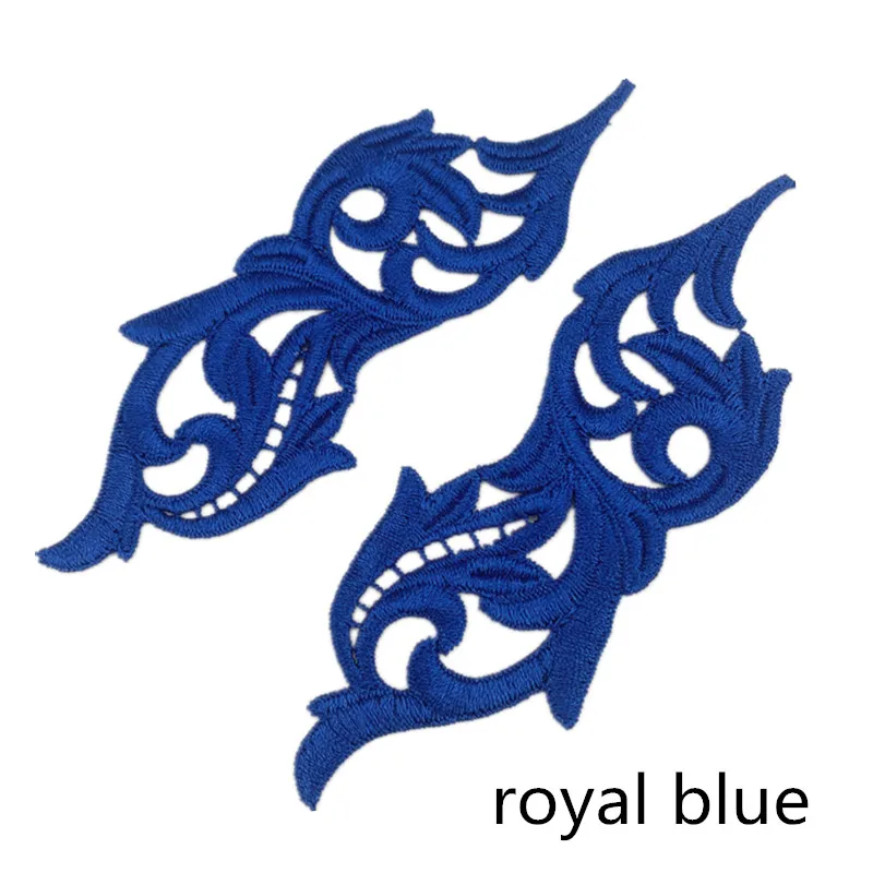 royal blue 2 пары Venise флуоресцентные желтые оранжевые цветы кружевная отделка танго танец балетные костюмы платье Декор шитье аппликация ремесла DA001 - Цвет: royal blue