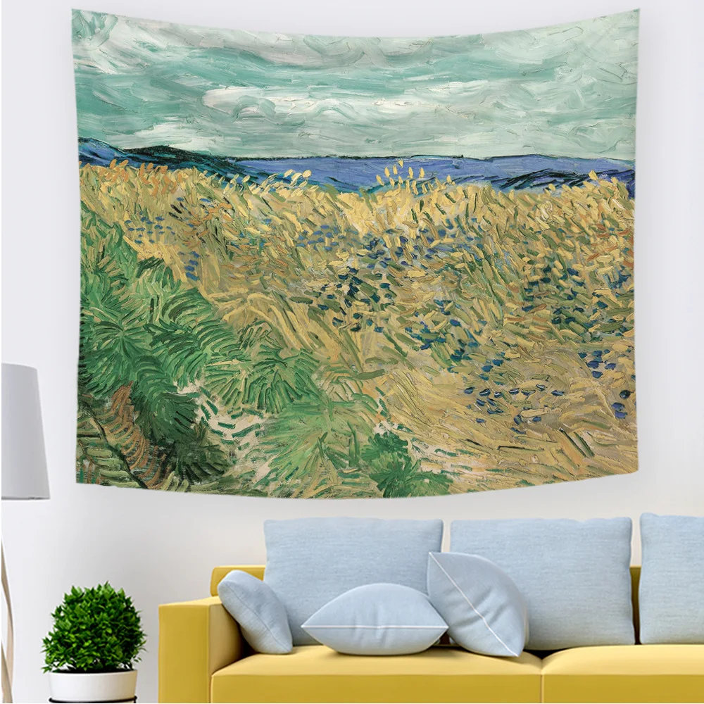 

field farm tapestry painting wall hanging blanket japon decoration tapestries vintage home decor