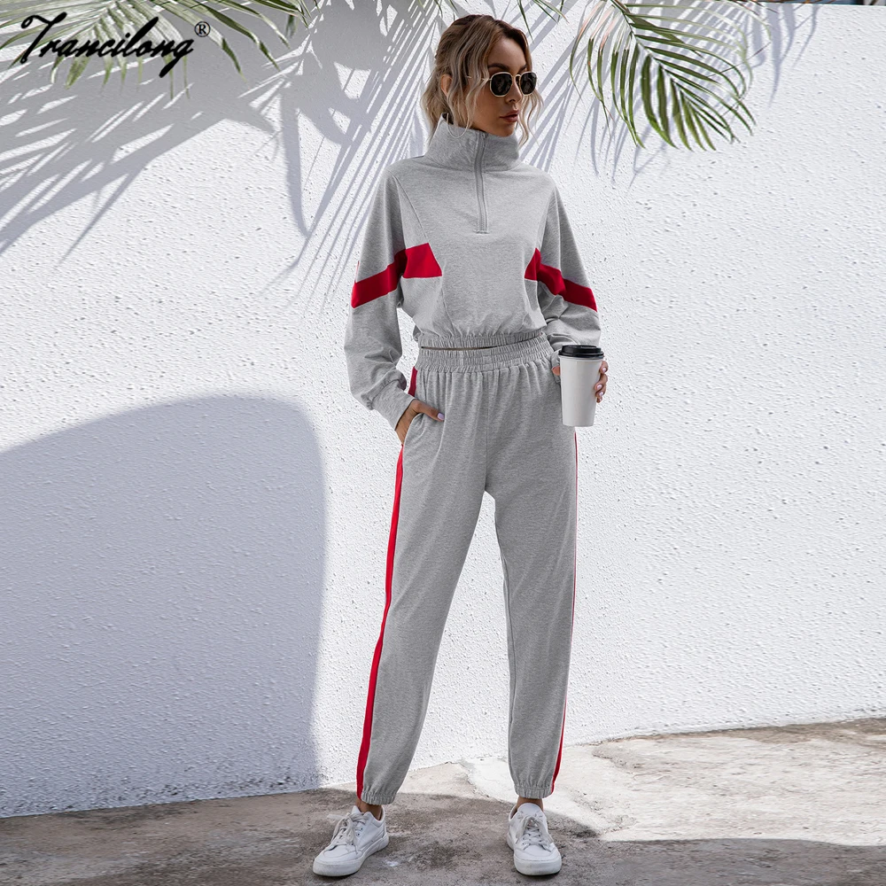 Повседневный укороченный топ свитшот комплект из двух предметов женский