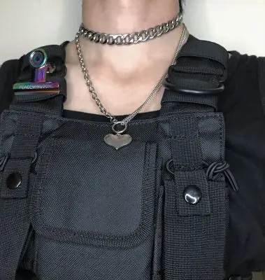 

Cuban Stainless Steel Necklace Heart Pendant Accessories Hip HopPunk On the Neck Thick Men's and Women's Clavicle Chain Choker