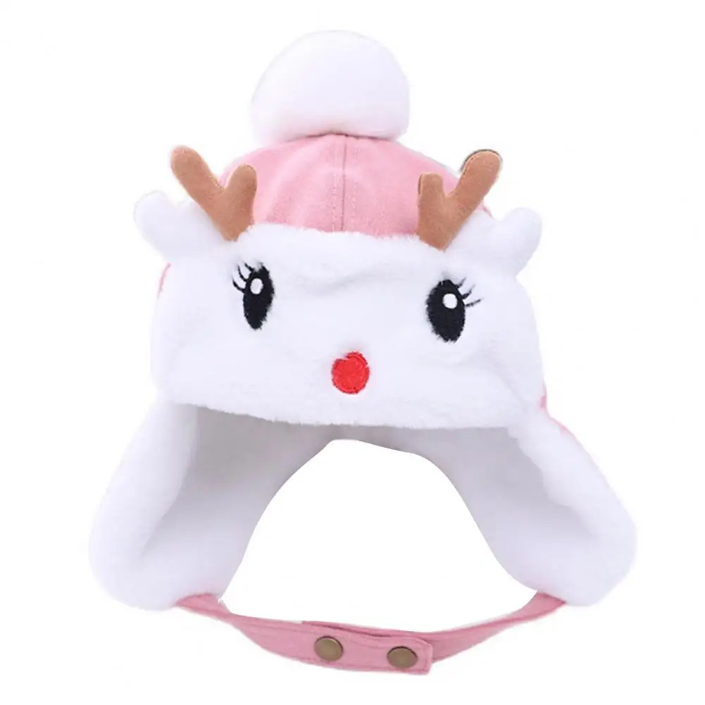 Осенне-зимние Симпатичные шапки детские с помпоном в виде оленьих рогов ремешок