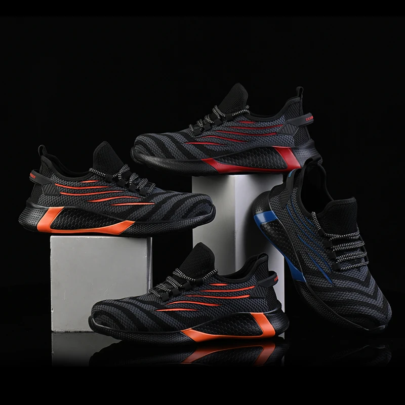 

New 2020 Lightweight Breathable Men Safety Shoes Steel Toe Work Shoes For Men Anti-smashing Construction Sneaker With Reflective