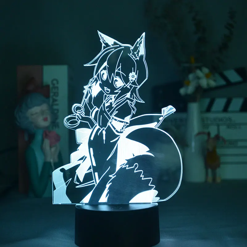 

3d Led Night Light League of Legends Hero Ahri Lore The Nine Tailed Fox Color Changing Usb or Battery Powered Table Lamp LOL