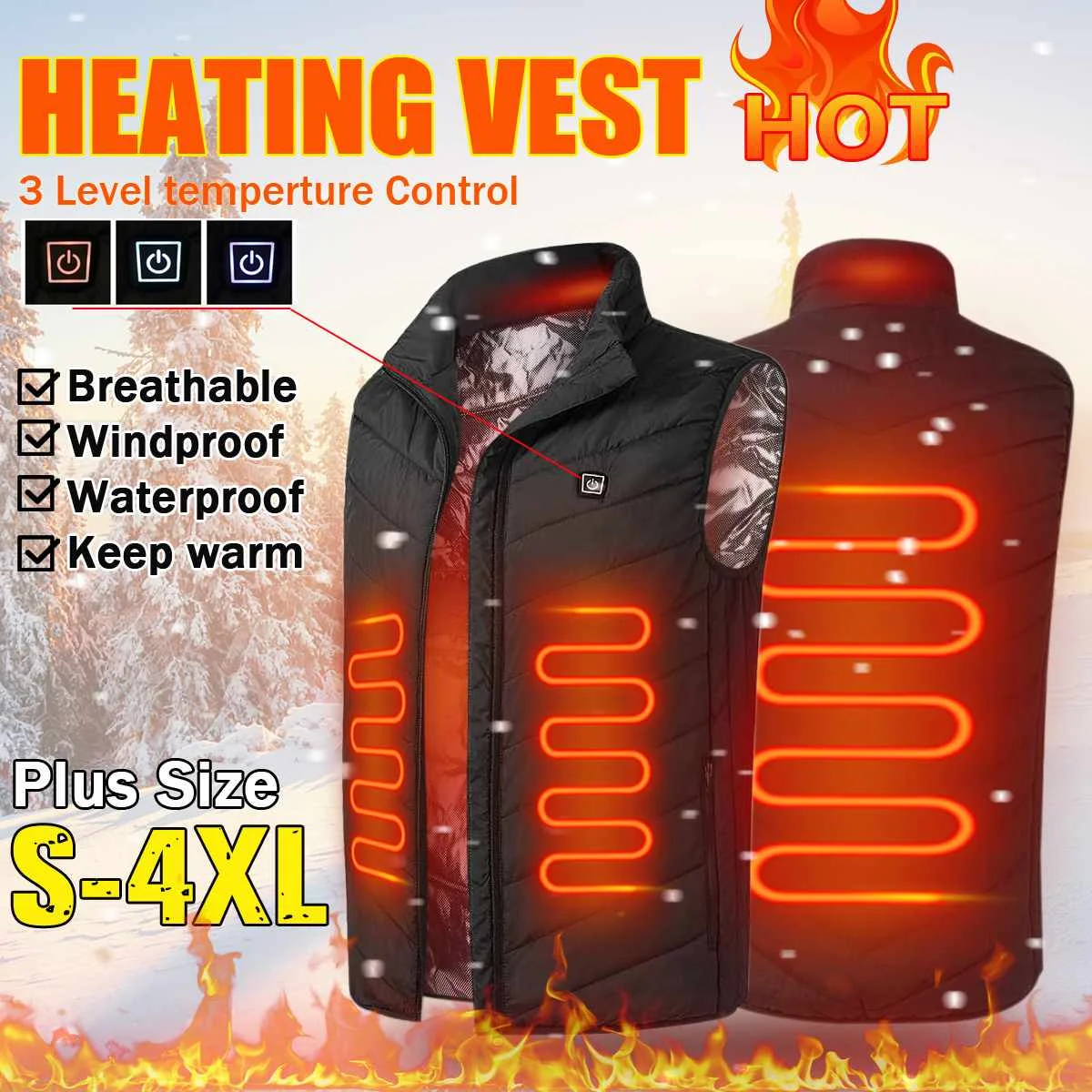 

9 Areas Heated Vest Heated Jacket Mens Women Electric Heating Vest Thermal Vest Warm Winter Heated Clothes Self Heating Vest