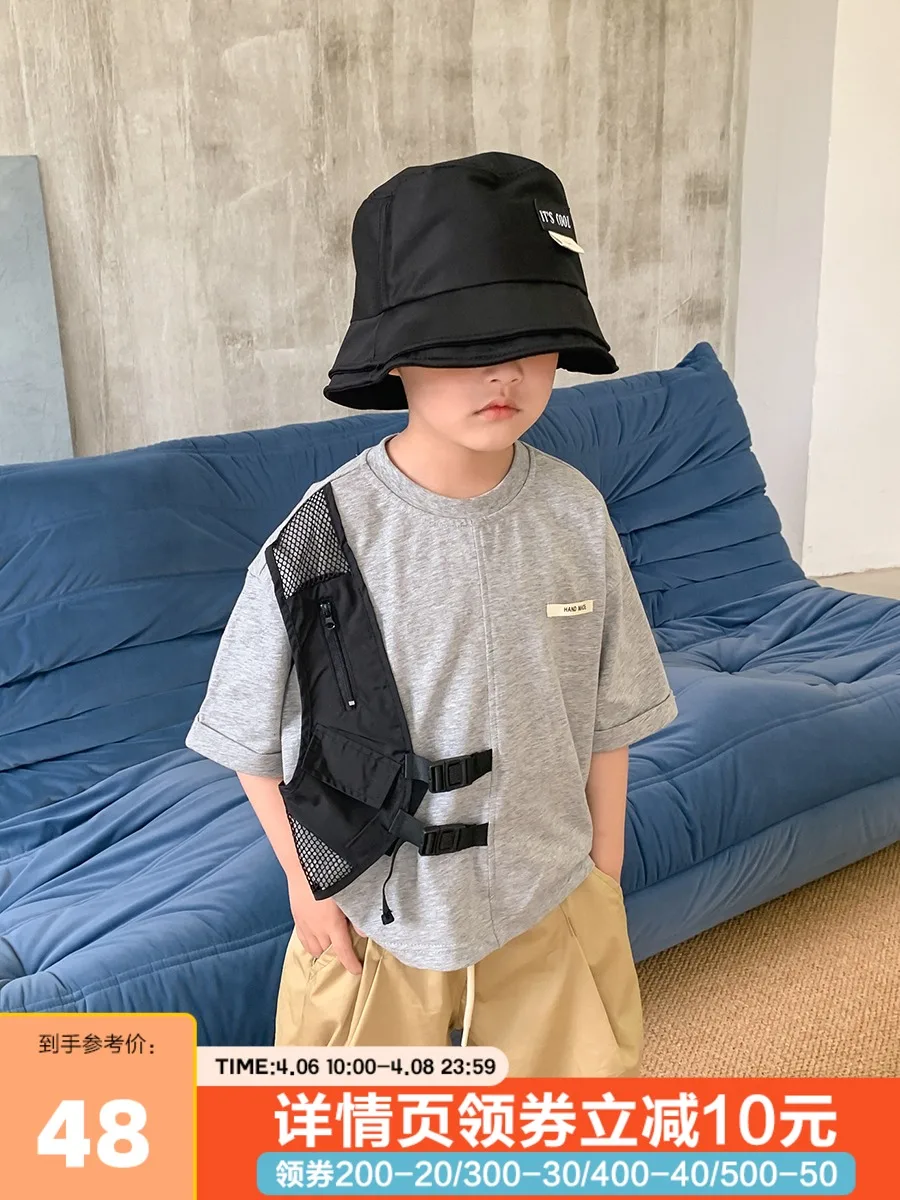 

BB Children's Clothing Boy's Short-Sleeved T-shirt Pure Cotton 2021 New Summer Medium and Big Korean Cotton Top Tide