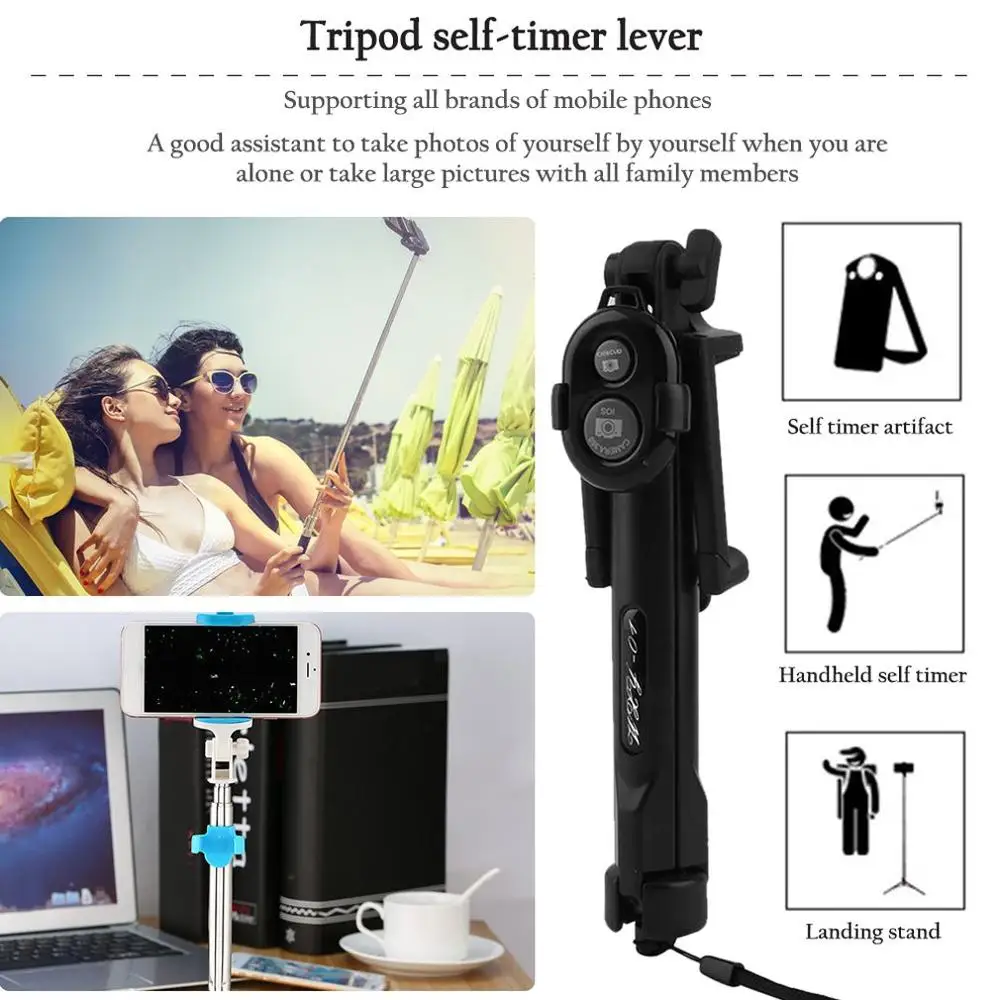 Bluetooth 4.0 Selfie Stick Remote Control Tripod Handphone Live Photo Holder Tripod Camera Self-Timer for IOS Android cellphone