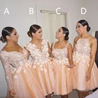 Платье женское ТРАПЕЦИЕВИДНОЕ с цветочной аппликацией, V-образным вырезом и длинным рукавом