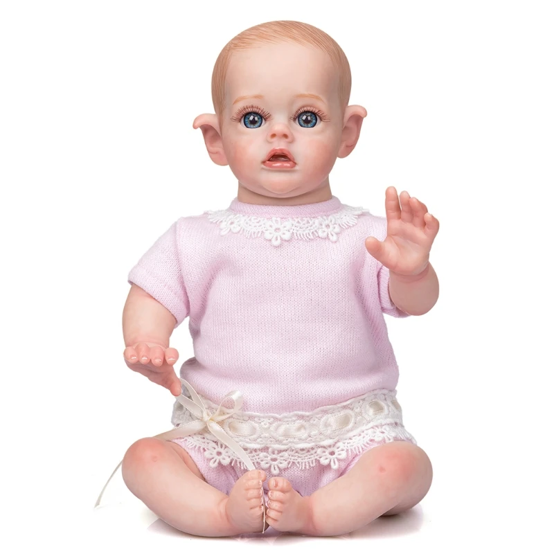 

28EC 11 дюймов Реалистичная кукла-эльф Reborn Baby ручной работы, мягкая виниловая детская игрушка с корнями волос