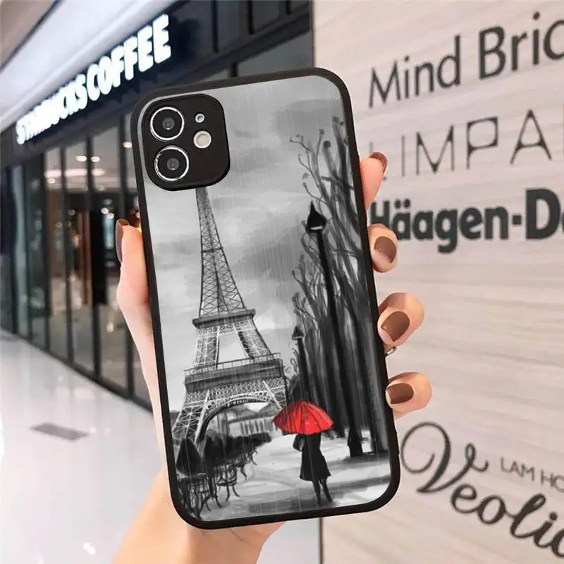 

Eiffel Tower Phone Case For iphone 12 11 8 7 plus mini x xs xr pro max matte transparent cover