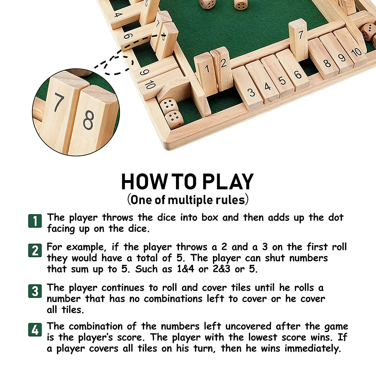 

Child Board Game Family Wooden Drinking Gift Educational Toy Flap Kids Entertainment Number Dice Funny Traditional Shut The Box