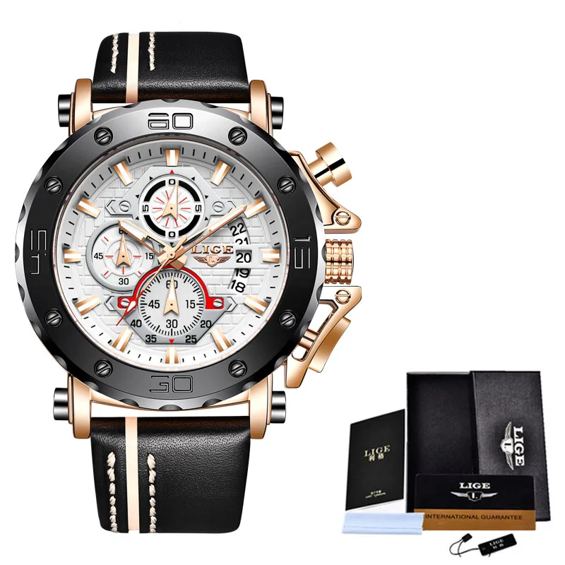 

2021 Top Brand Men Watches Fashion Sport Leather Watch Mens Luxury Date Waterproof Quartz Chronograph Relogio Masculino+Box