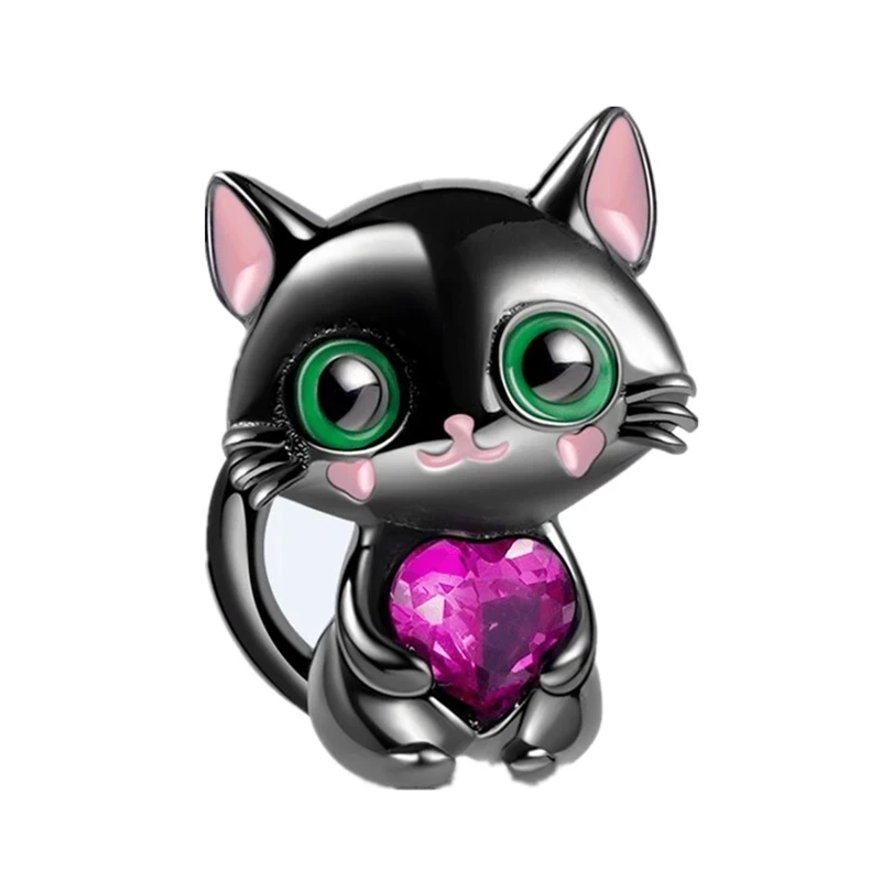 Подвески в виде черной кошки с пламенем рождественские подарки посеребренные