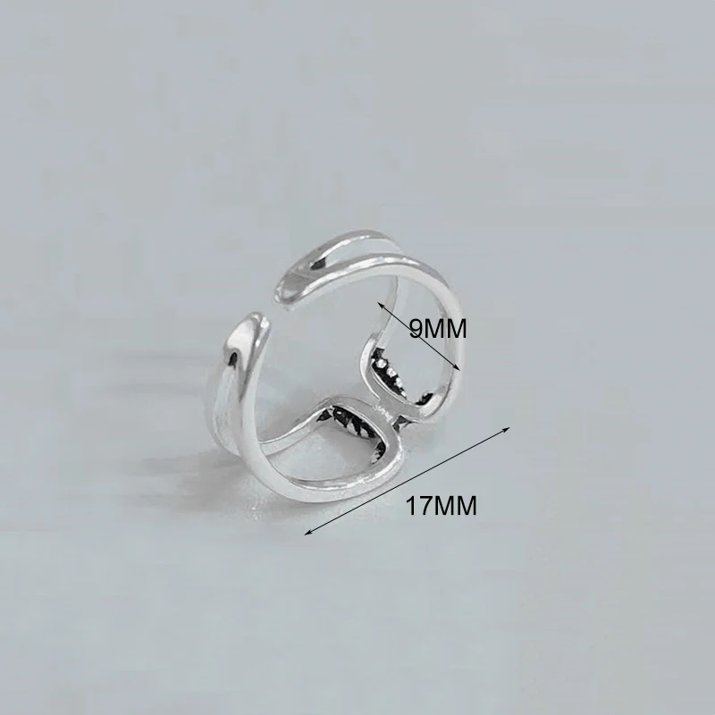 MEETSOFT Thai Silver Opening Ring With 925 Stamp For Women Simple Adjustable Retro Small Rope Knot Double Layer Jewelry Gift | Украшения и