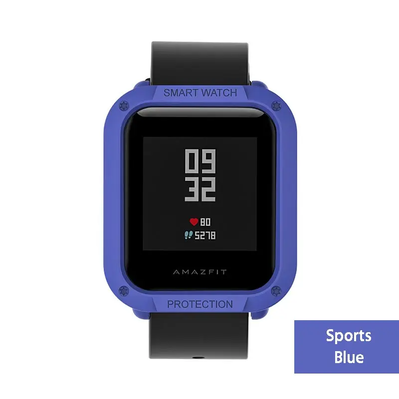 Blue Многоцветный PC покрытие протектор для часов для Huami Amazfit Bip Молодежные часы чехол смарт-спорт крышка Замена аксессуары - Цвет: Blue
