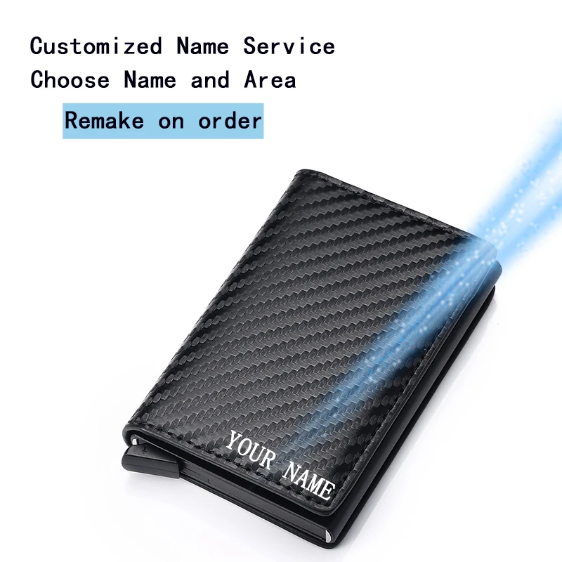 

Кошелек мужской из углеродного волокна с бесплатной гравировкой и отделением для карт