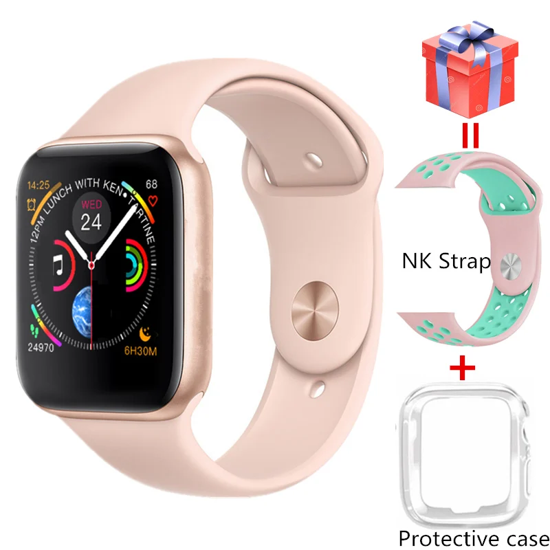 Pink IWO8 Смарт часы MTK2502C красная круглая кнопка 44 мм серия 4 reloj deportivo hombre для iphone 6 7 X IWO 6 7 обновление+ Бесплатный подарок - Цвет: Pink