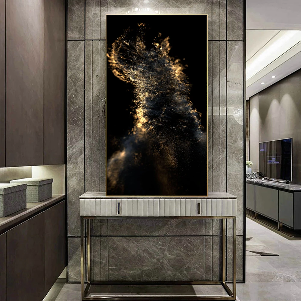 

Abstract Gold and Black Canvas Painting Wall Art Picture for Living Room Scandinavian Modern Nordic Fashion Kids Room Decoration