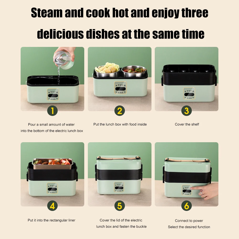 

New Electric Lunch Box Stainless Steel Multifunctional Student Office Worker Microwave Heating Lunch Box Food Storage Container