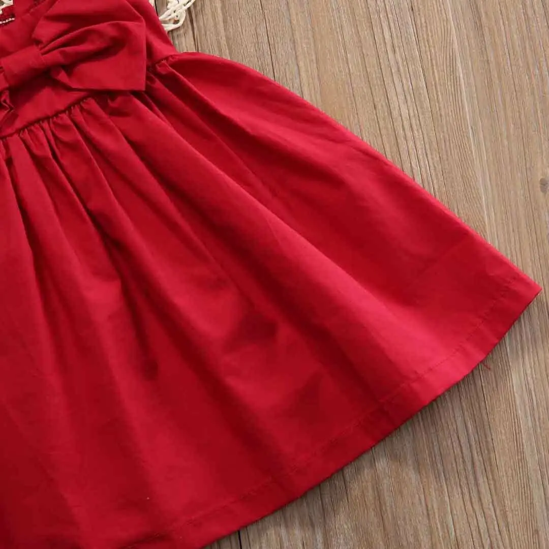 

Newborn Baby Girls Dress Kid Red Sundress Bowknot Casual Sleeveless Dresses Outfit Dresses 0-3Y