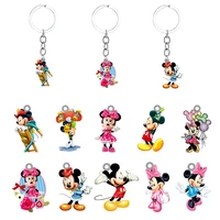 disney classic sweet minnie mouse animation pattern epoxy resin keychain for backpack school bag pendant jewelry keychain xds303