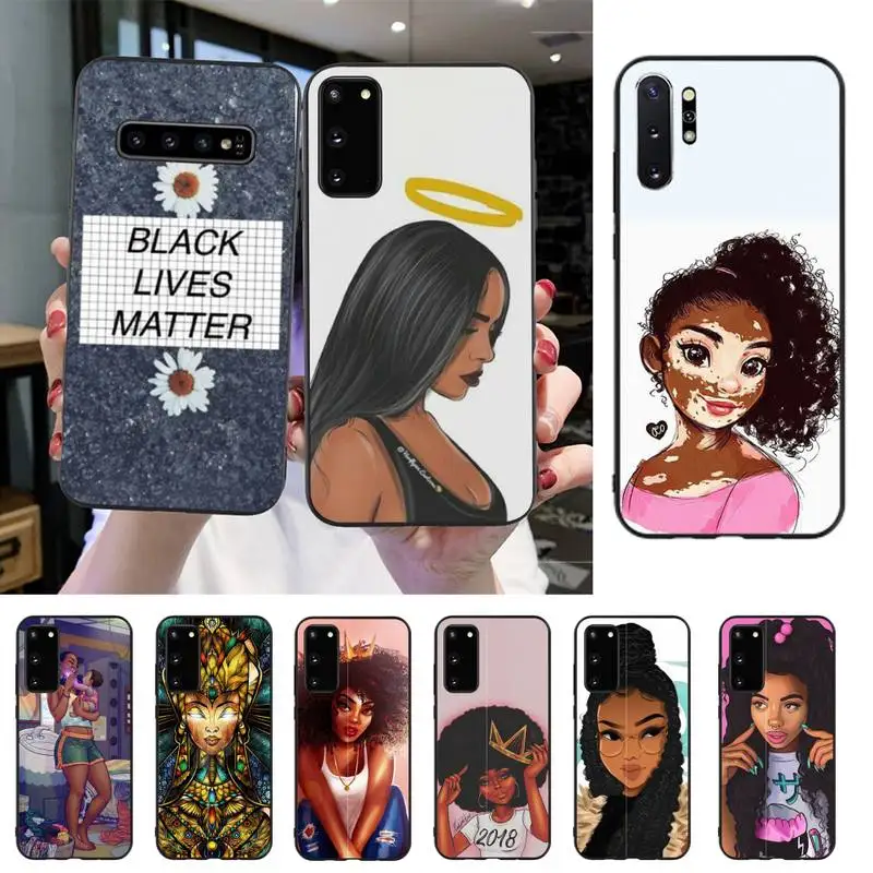 

YNDFCNB Fashion MELANIN POPPIN Black Girl Black TPU Soft Phone Case For Samsung S20 S10 S8 S9 Plus S7 S6 S5 Note10 Note9 S10lite