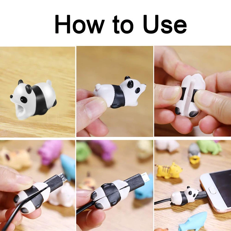 1pcs cute cable bite animals protector for android iphone charging cord cable buddies cartoon cable biter phone holder accessory free global shipping
