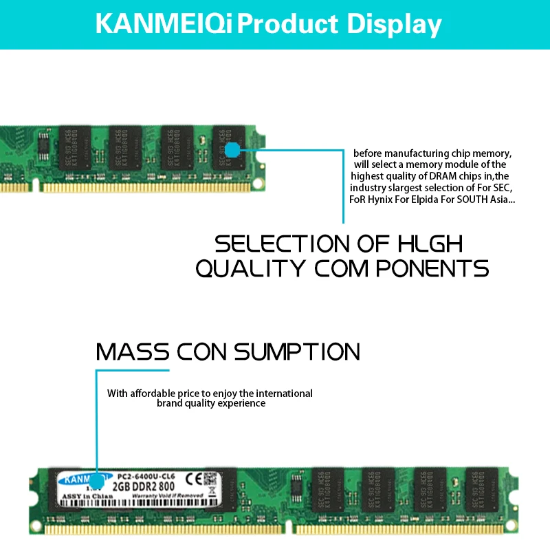 KANMEIQi ddr2 ram 2GB 800MHz Настольный Dimm 4gb(2pcs X2GB) 533/667MHz Память 240pin 1,8 V PC2-6400-CL6
