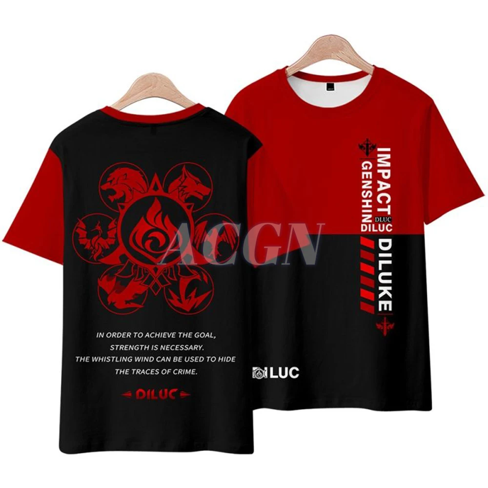 

Игровой костюм для косплея геншина ударно дилука, футболка, топы, Мультяшные милые футболки для мужчин, женщин, мальчиков и девочек