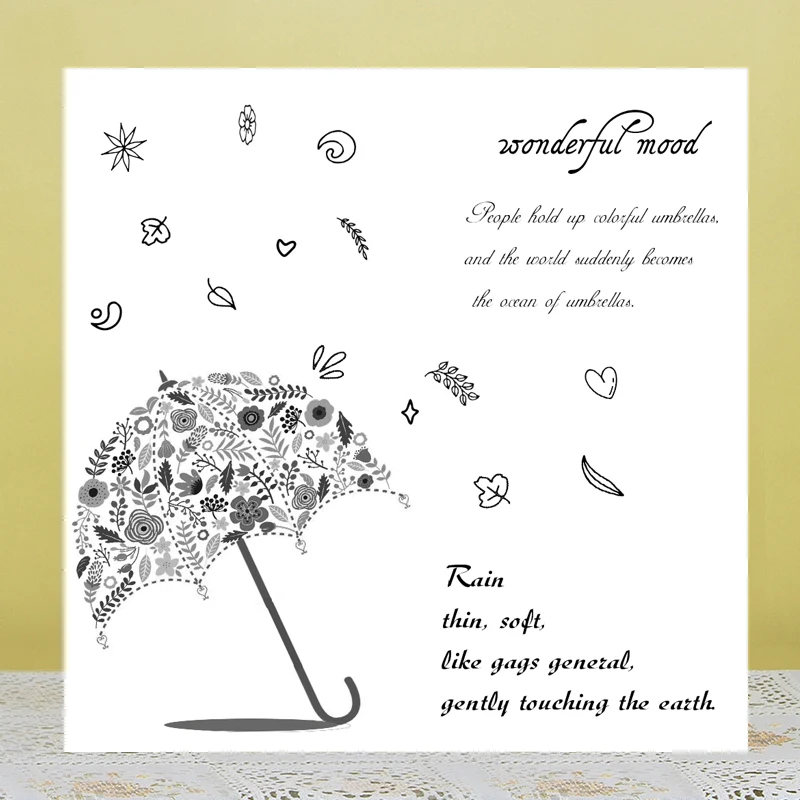 

AZSG Flower Umbrella Clear Stamps For DIY Scrapbooking Rubber Stamp/ Seal Paper Craft Clear Stamp Card Making